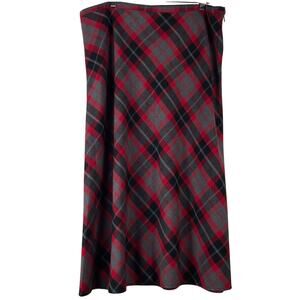 Y2K White Stag Women's Red Gray Plaid Skirt Size XL Dark Academia Preppy Gothic